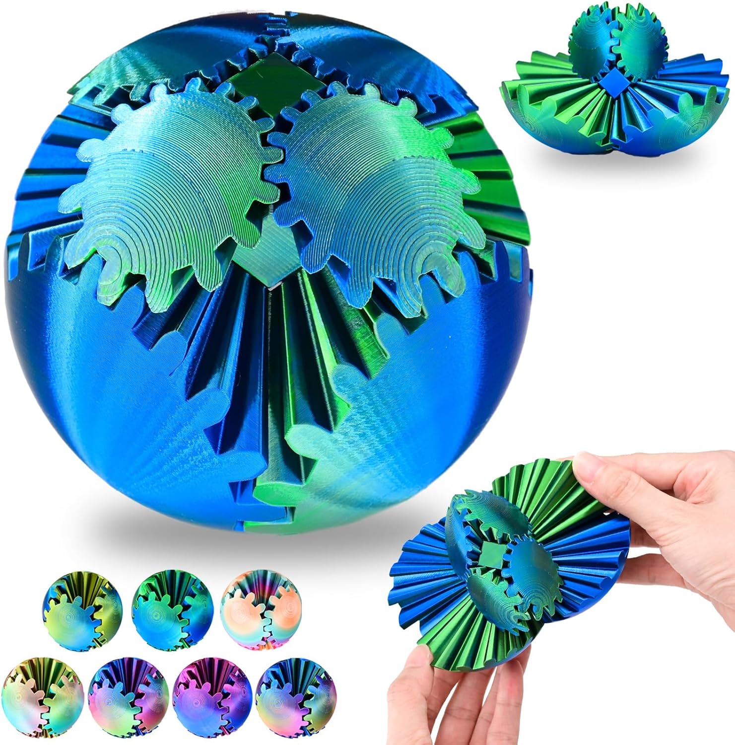 Eco-Friendly 3D Printed Gear Sphere Toy - Relax with Style!