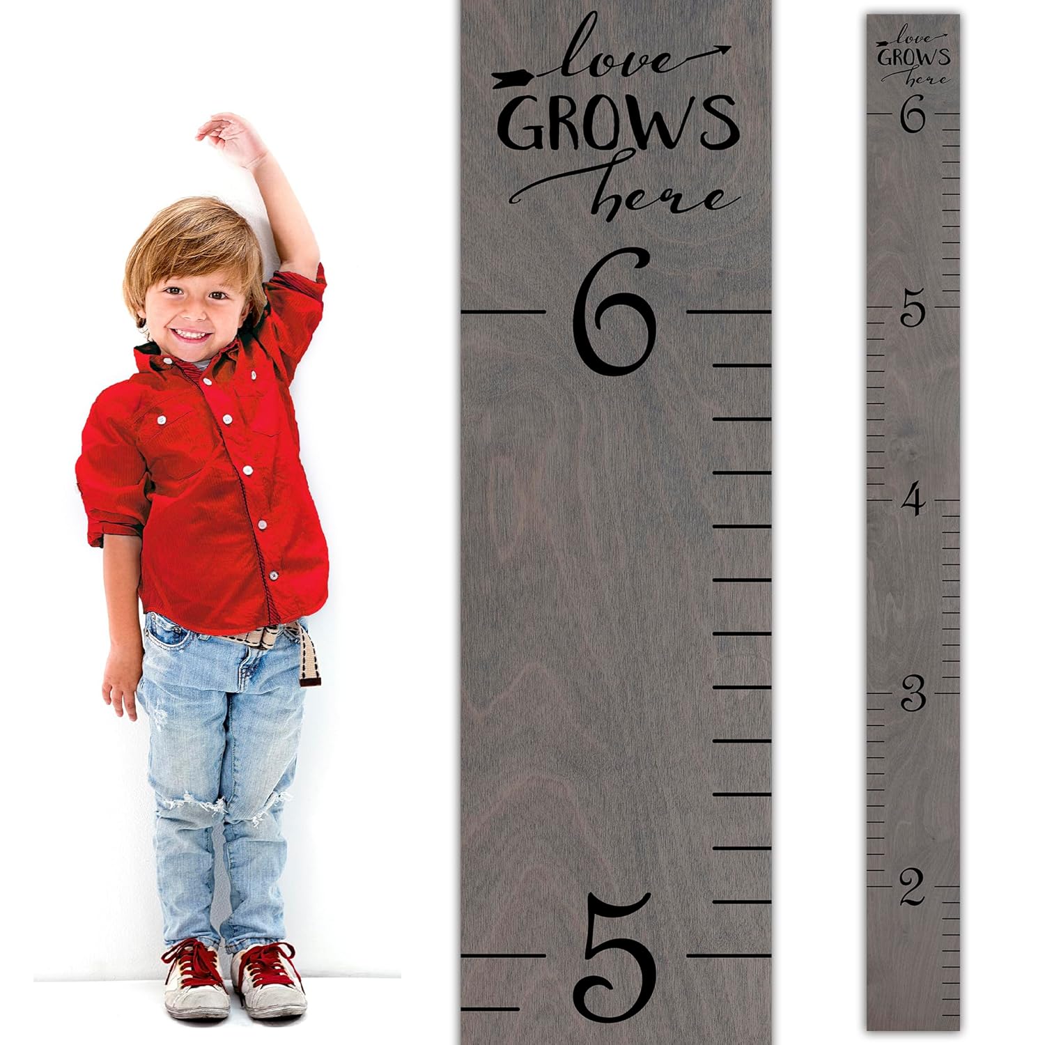 Wooden Growth Chart for Wall - Perfect Height Measurement for Kids