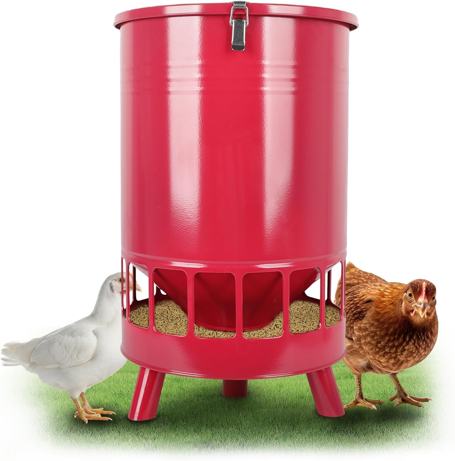 50LB No-Waste Chicken Feeder with Spill Control for Poultry