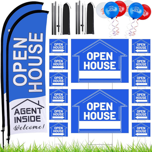 Real Estate Agent Supplies with Open House Flags and Signs
