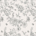 Black and Cream White Floral Peel and Stick Wallpaper - Vintage Floral