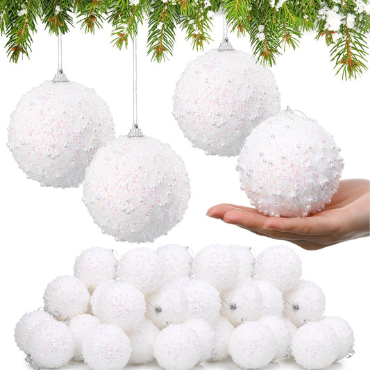 Glitter Christmas Ball Ornament Set for Holiday Decor 24 Pcs