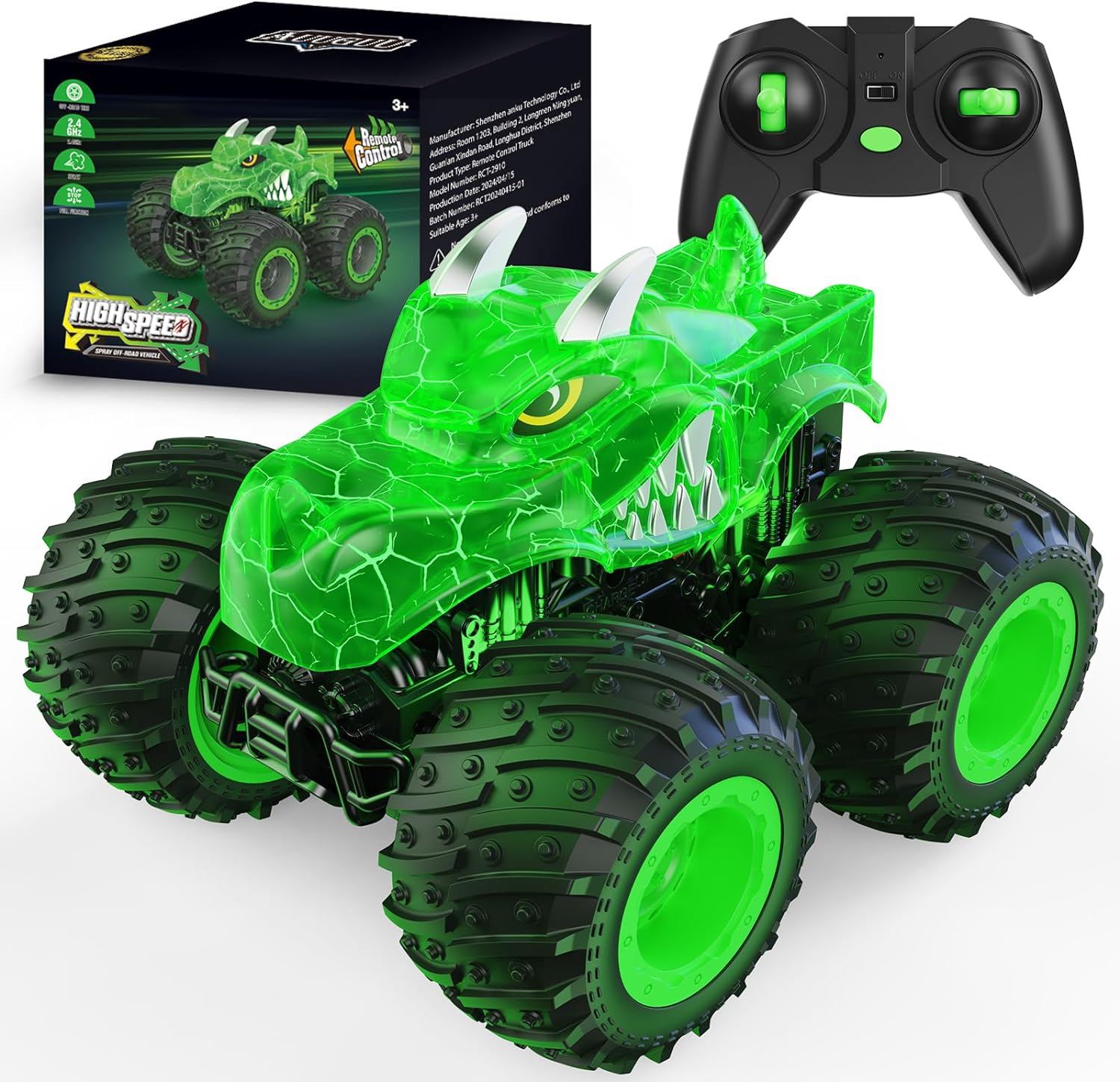 2.4GHz Remote Control Monster Truck - Light Spray, All Terrain, Birthday Gift for Kids