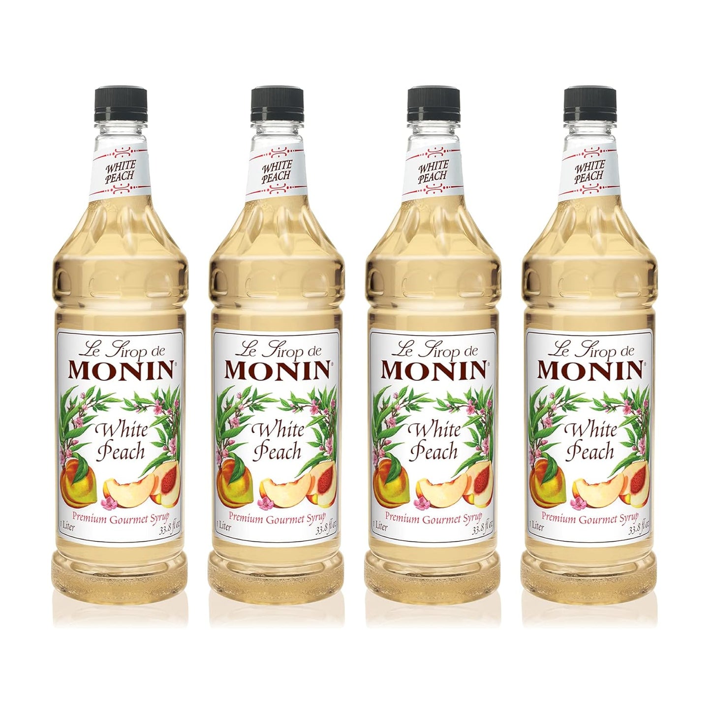 Monin White Peach Syrup for Cocktails, Mocktails, and More