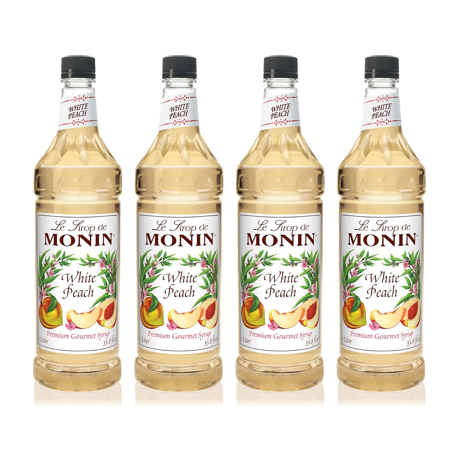 Monin White Peach Syrup for Cocktails, Mocktails, and More