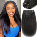 20 in Clip In Hair Extensions Yaki Straight Clip Ins - Natural Volume
