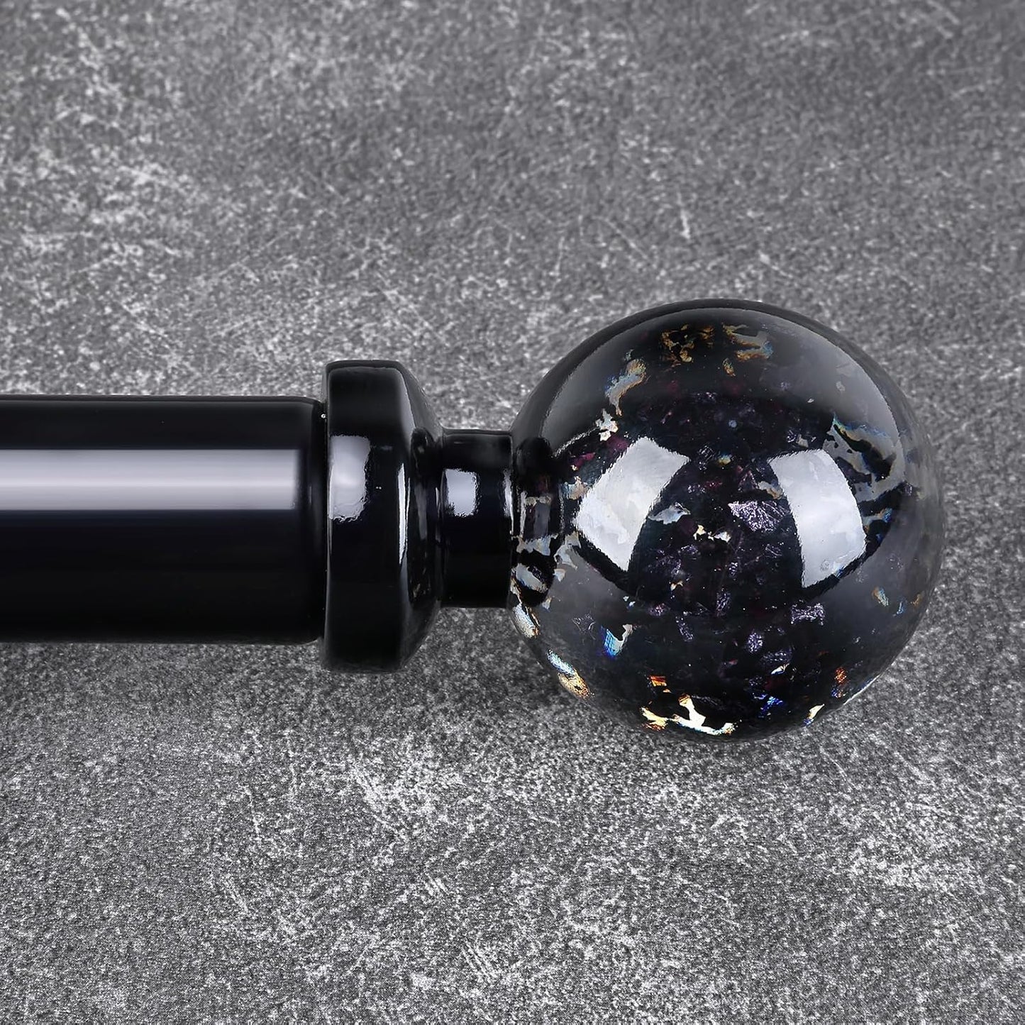 Black Curtain Rods for Windows 48 to 84 Inch with Crystal Finials