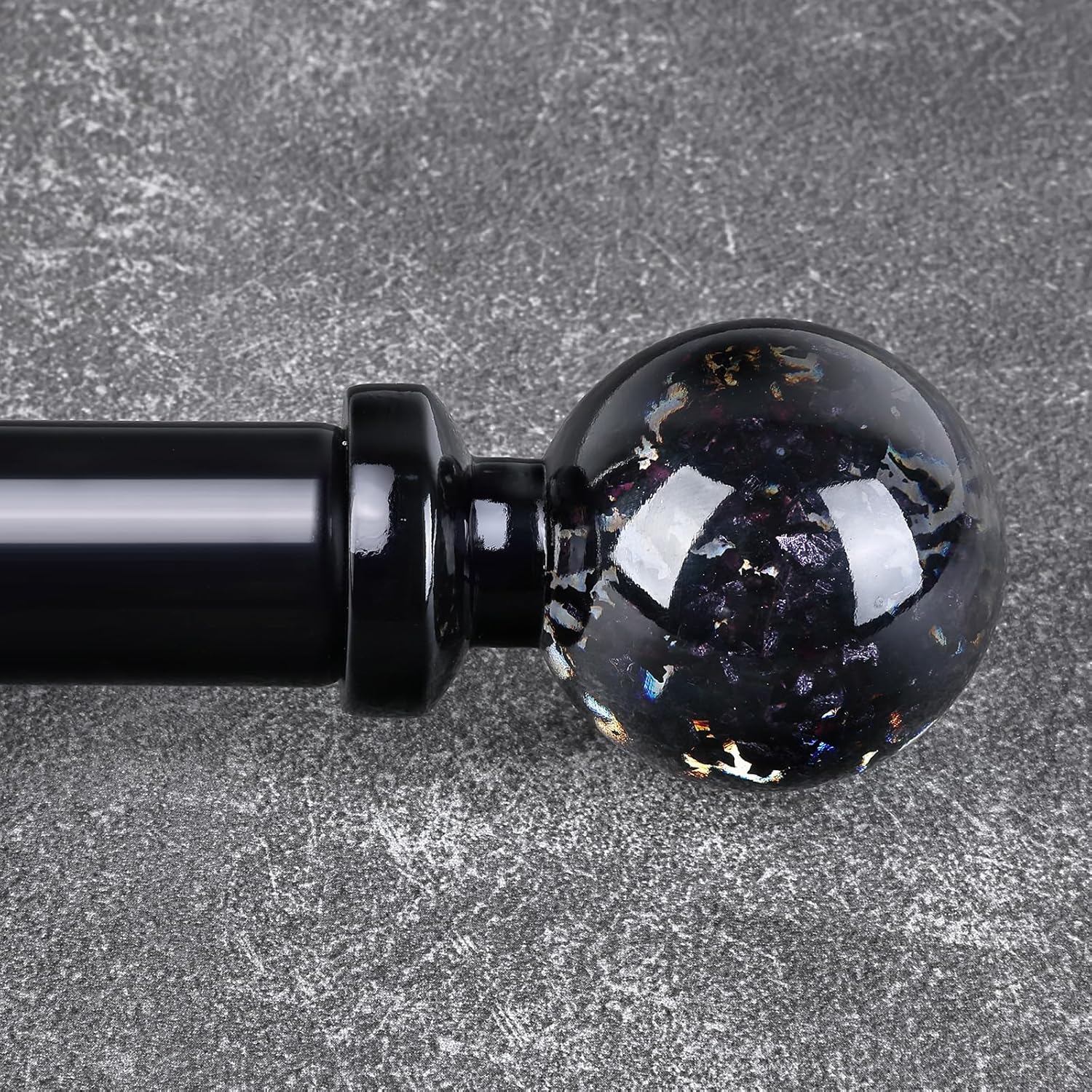 Black Curtain Rods for Windows 48 to 84 Inch with Crystal Finials