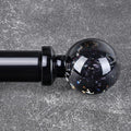 Black Curtain Rods for Windows 66 to 120 in - Heavy Duty with Crystal