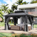 10 ft x 12 ft Hardtop Gazebo with Double Roof - Durable Outdoor