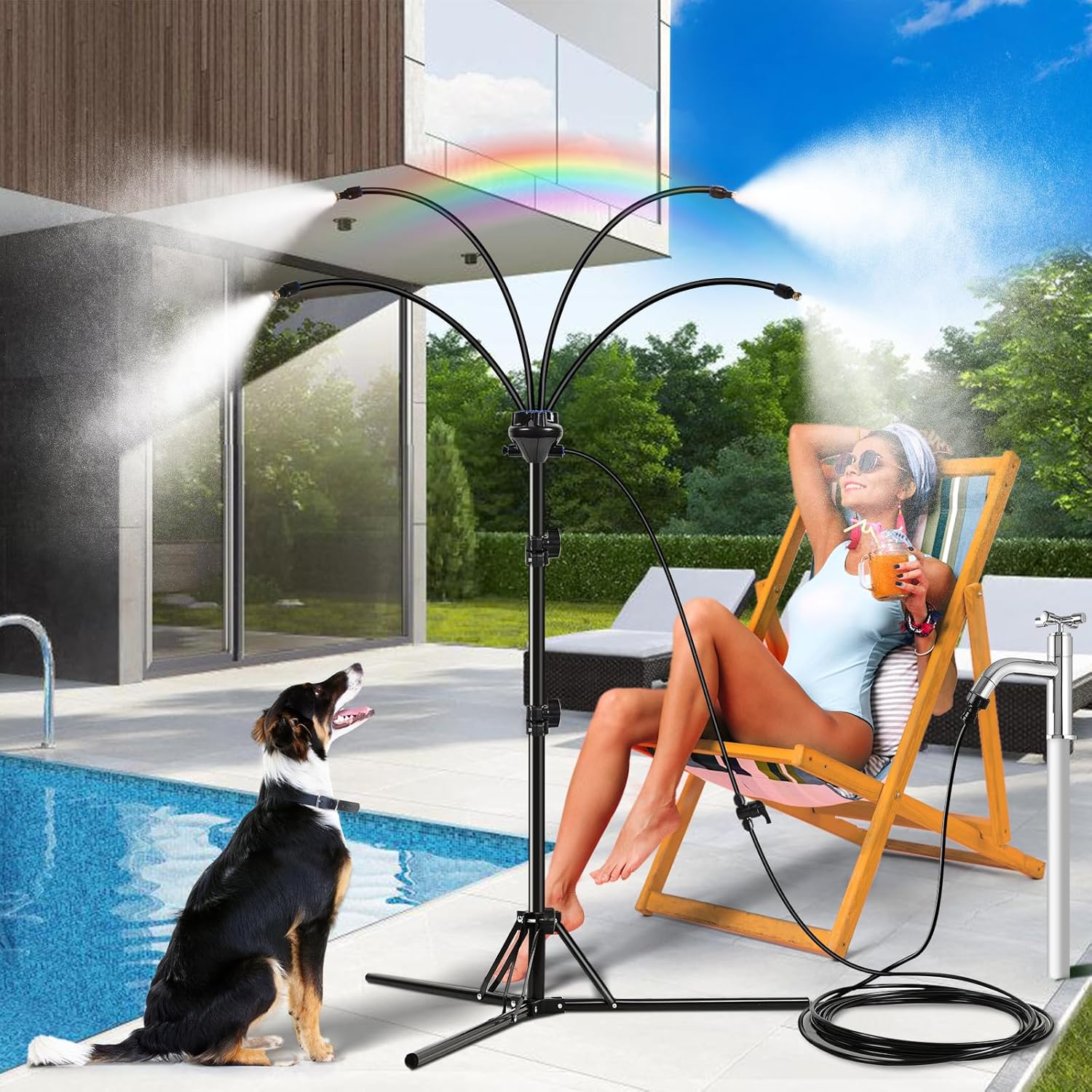 Anti-Tip Standing Misters for Outside Patio Cooling System
