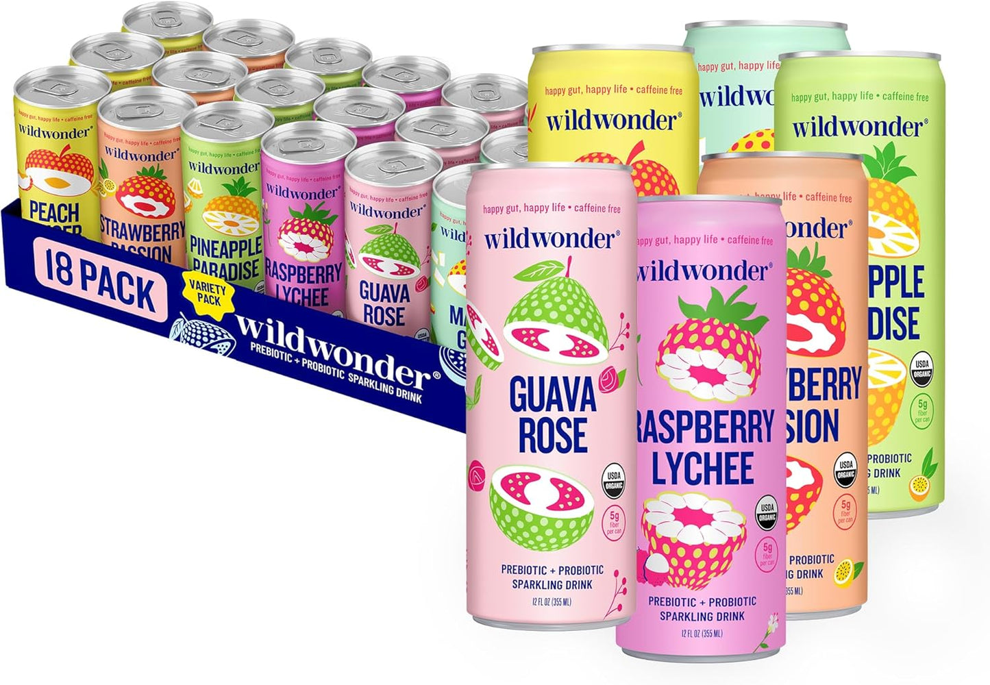 Wildwonder Sparkling Probiotic Juice Drink for Gut Health