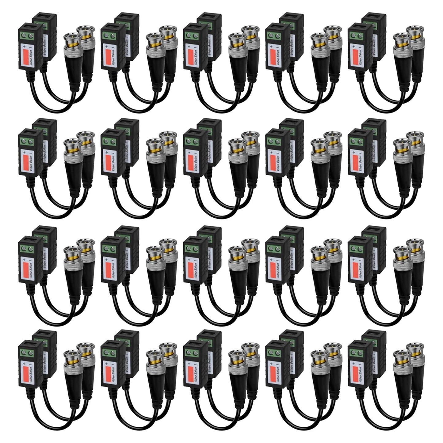 Passive Video Balun Connector for CCTV Systems - 20 Pairs