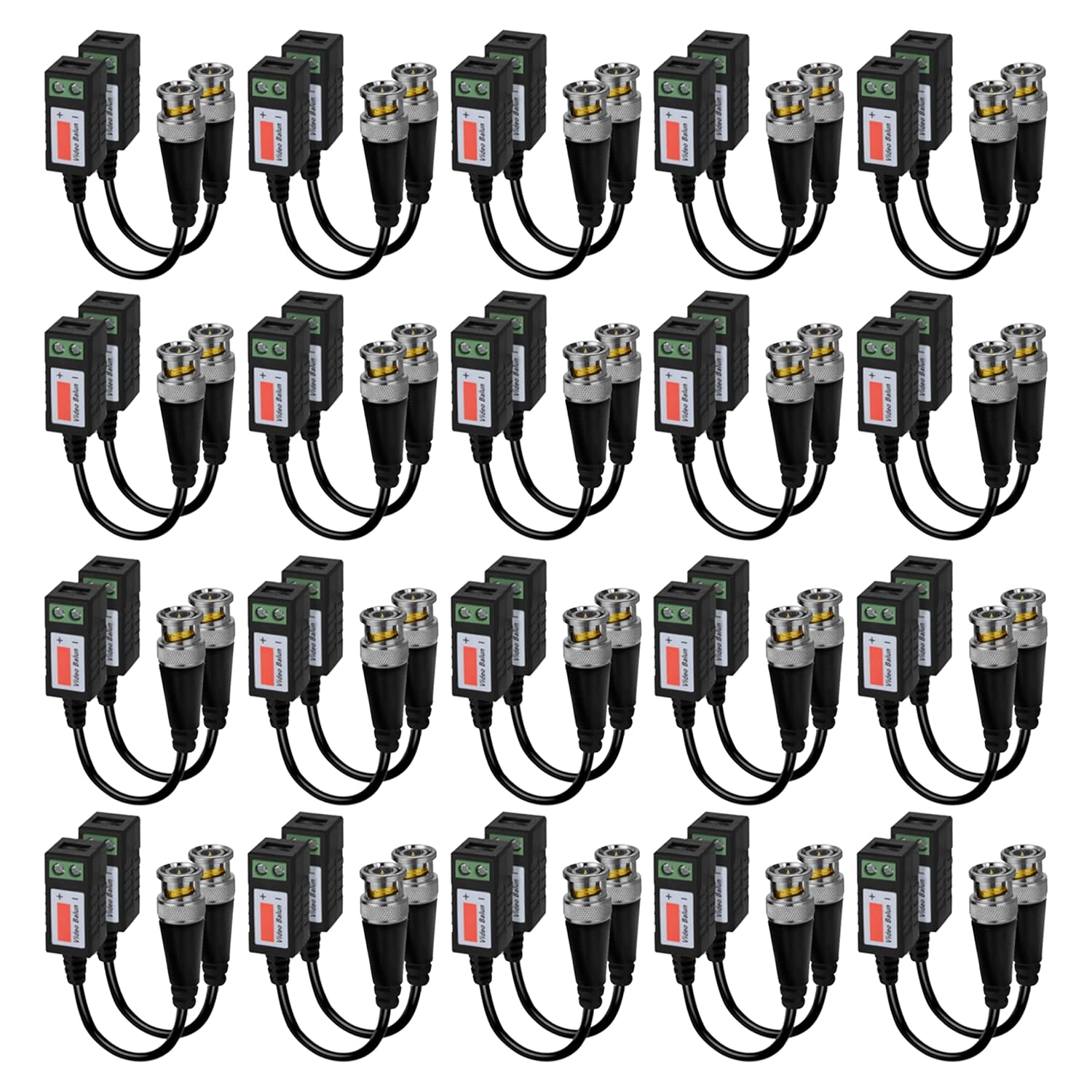 Passive Video Balun Connector for CCTV Systems - 20 Pairs