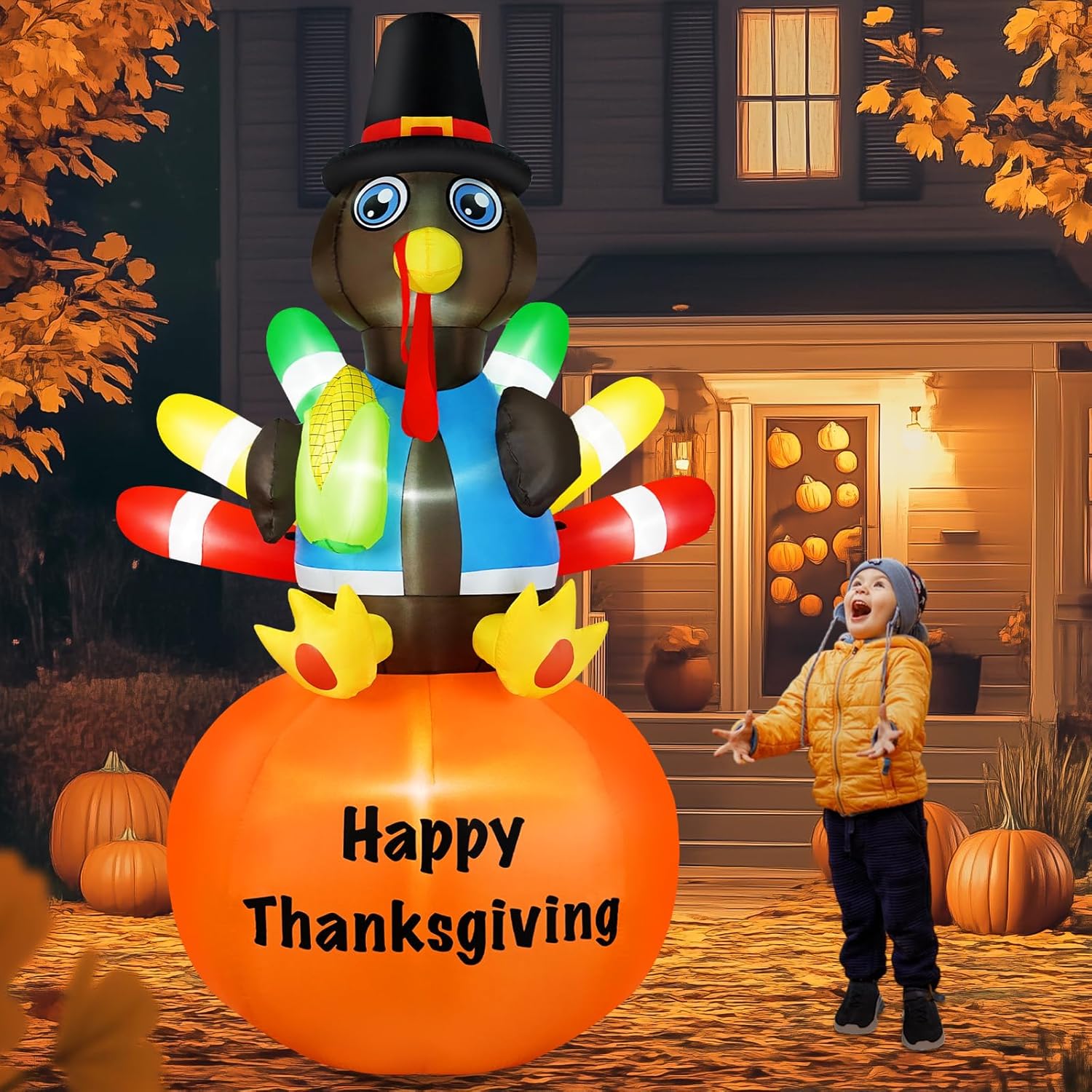 8FT Thanksgiving Inflatables Turkey for Outdoor Holiday Decor