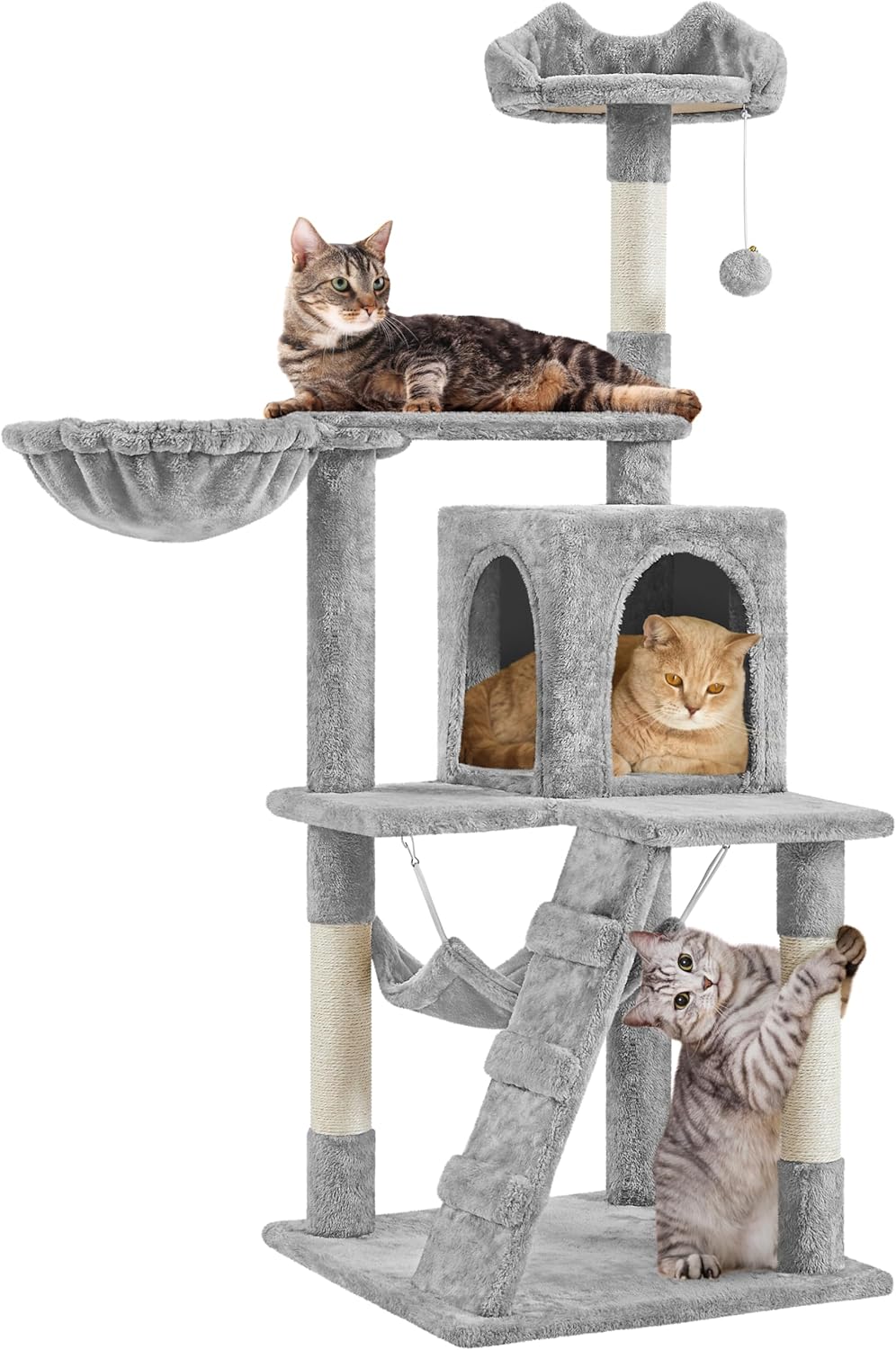 Yaheetech Cat Tree Tower with Hammock and Scratching Post 54in