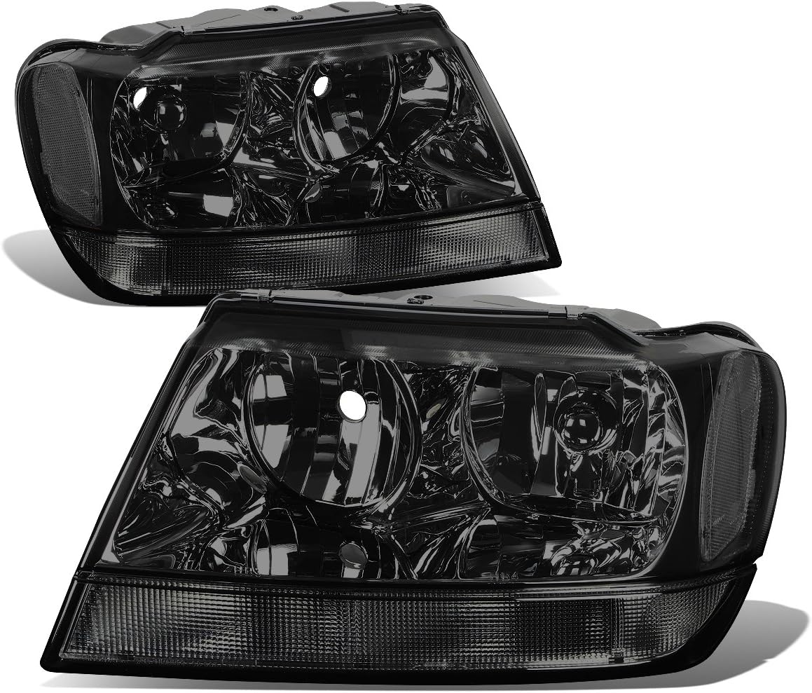 Smoked Clear Headlights Assembly for 99-04 Jeep Grand Cherokee