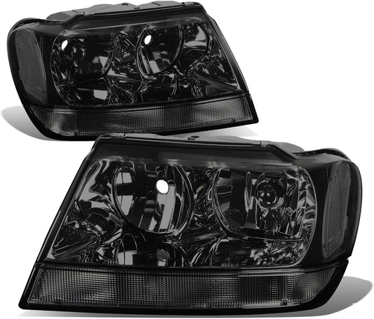 Smoked Clear Headlights Assembly for 99-04 Jeep Grand Cherokee
