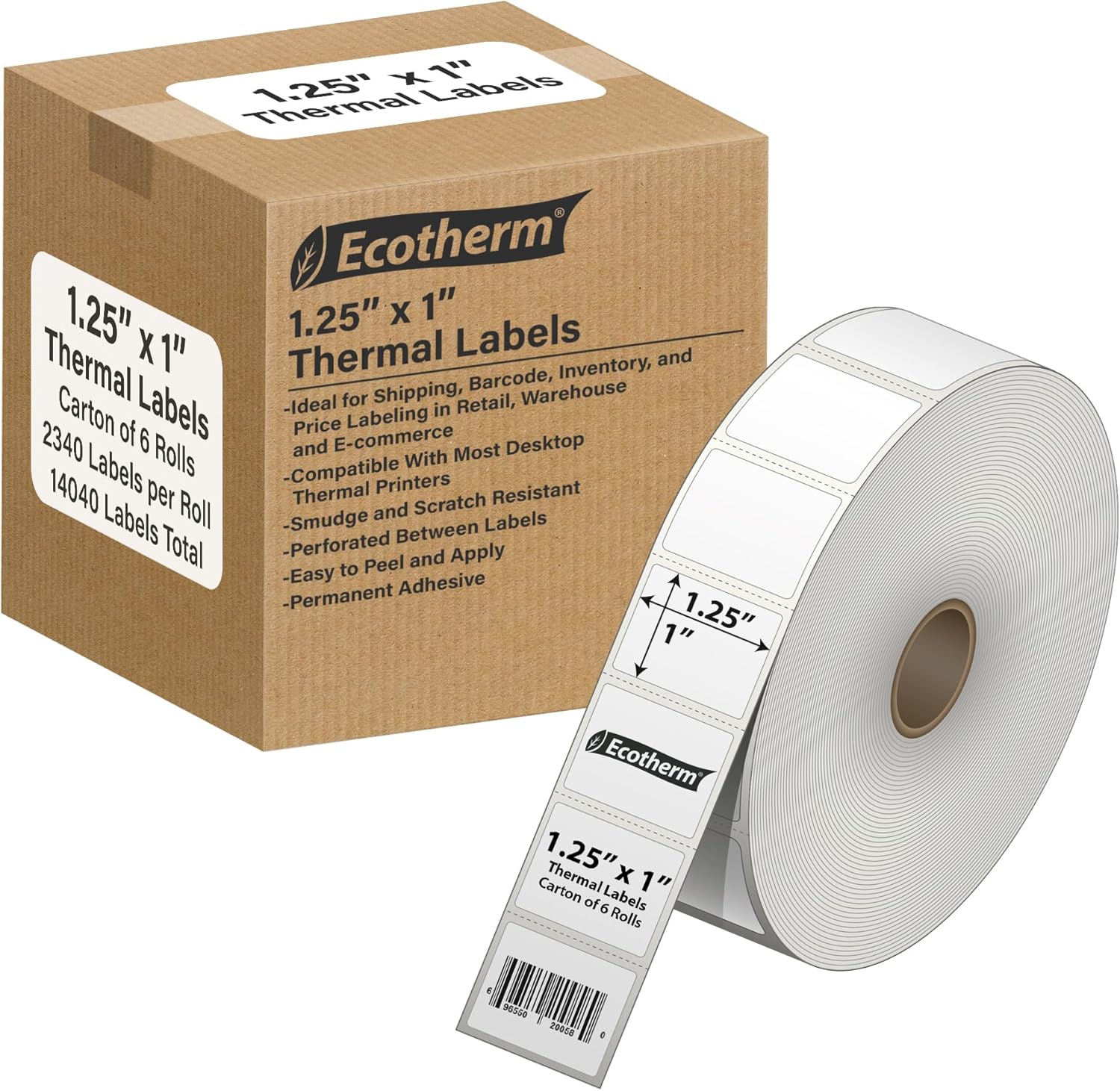 1.25in x 1in Thermal Labels for Zebra and More - 14040 Labels