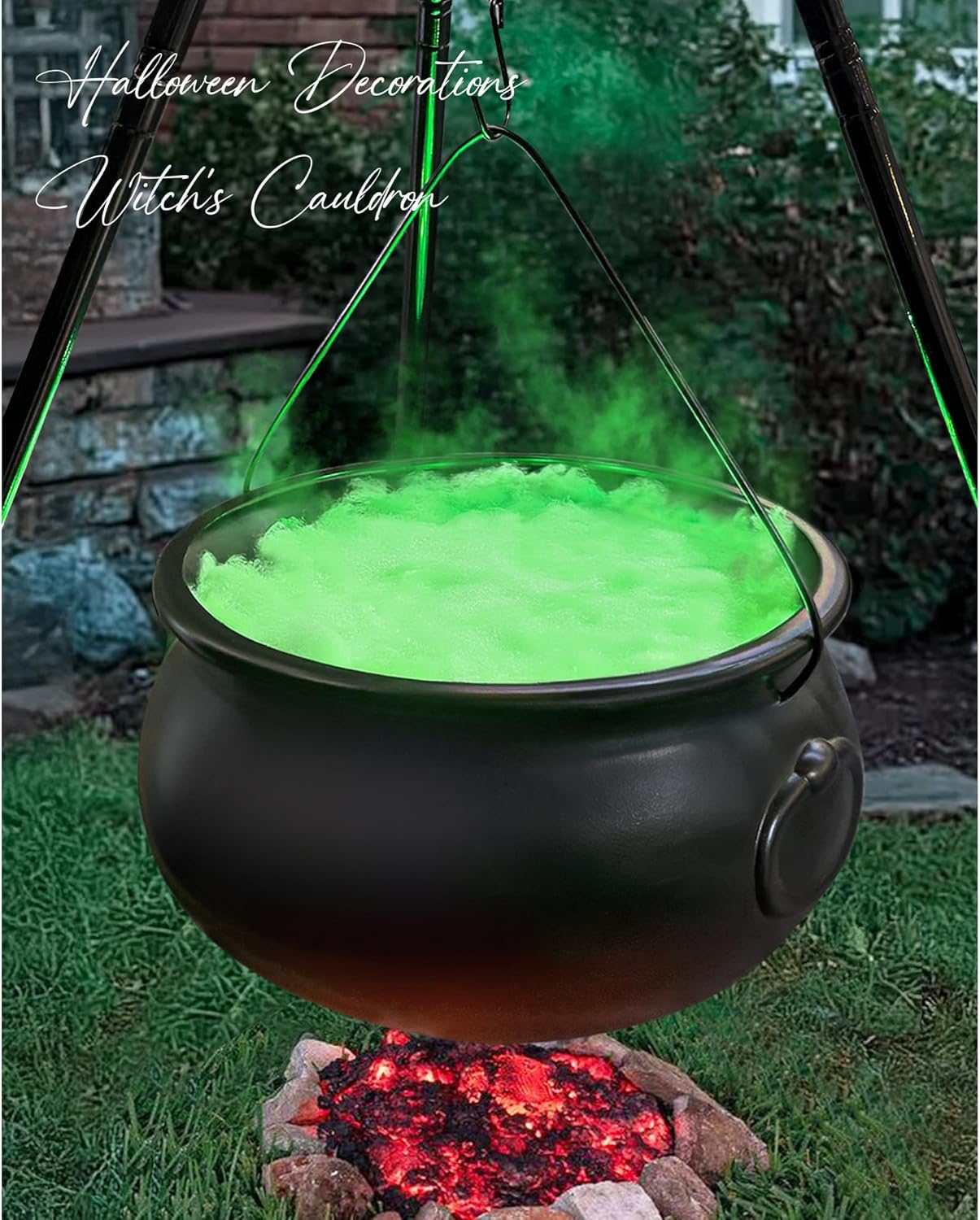 Large Witches Cauldron on 54 Inch Tripod for Halloween Decor