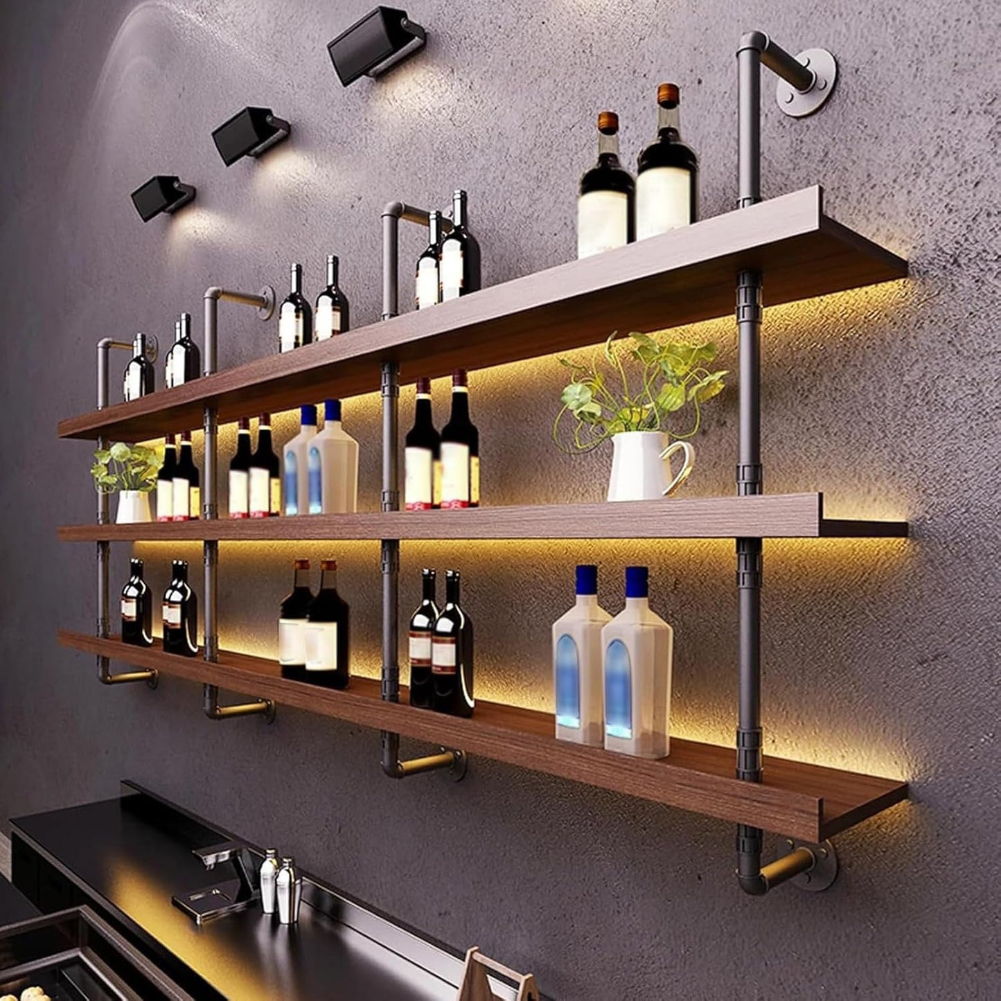 78.7in Large Wine Rack with LED Light for Home Bar Storage
