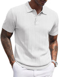 Mens Knit Polo Shirt Ribbed Textured Short Sleeve (Style GZBN)