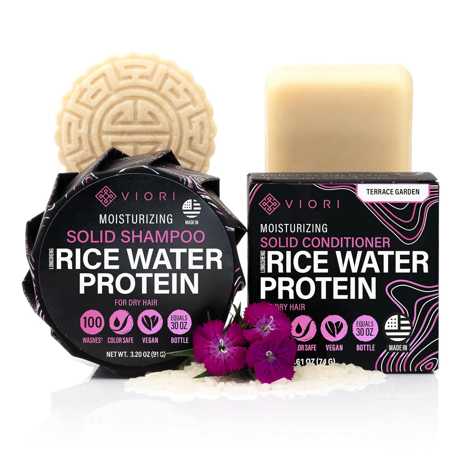 Viori Terrace Garden Shampoo and Conditioner Bar Set for Hair Care