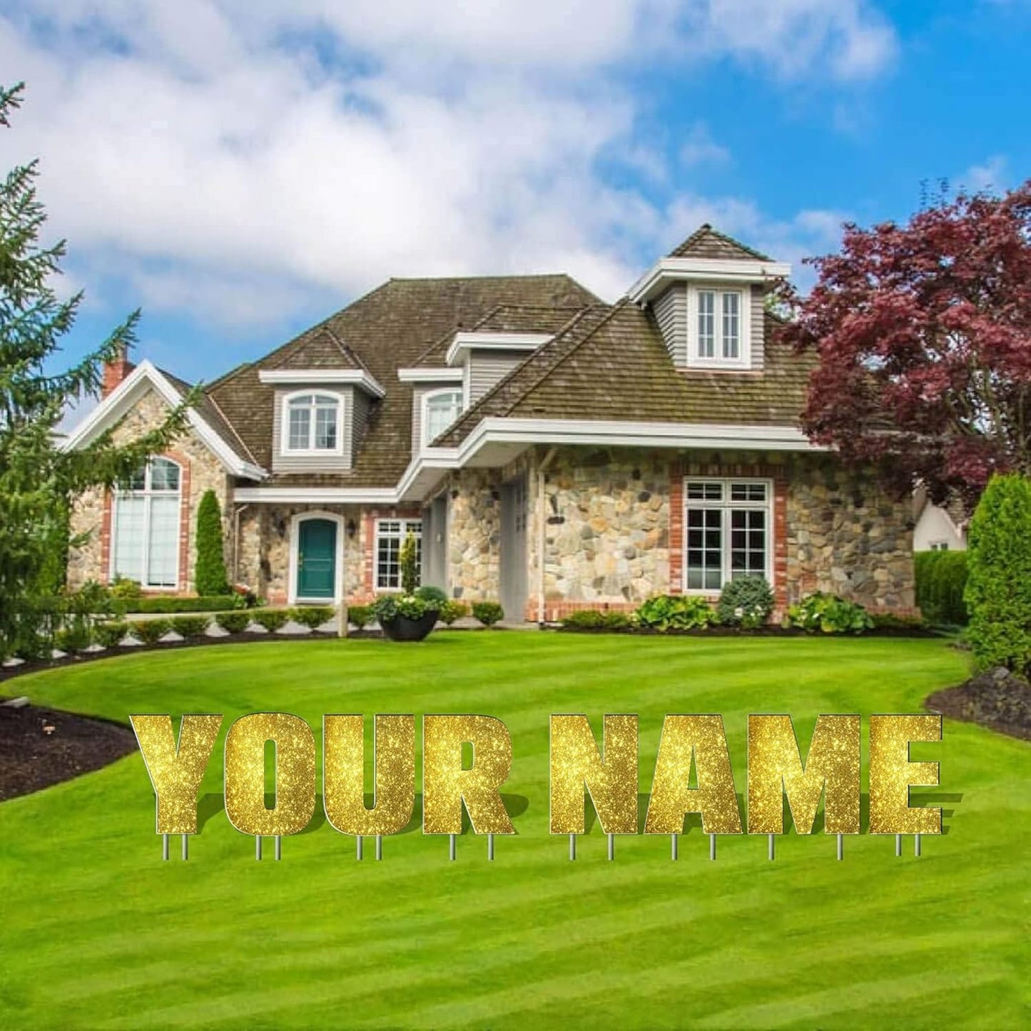 Custom Name Letters for Yard - 20 Inch Yellow Sparkle Signs