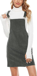 Hooever Women's Cute Corduroy Overall Bib Dress - Adjustable Straps