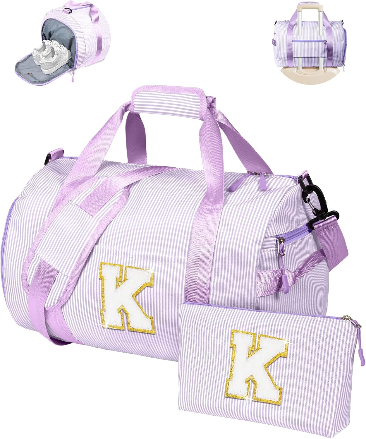 Personalized Gym Bag for Girls with Shoe Compartment and Pouch