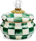 Enamel Squashed Pot Emerald Check - Cute 20 oz Storage