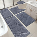 HEBE Bathroom Rugs Sets 5 Piece Dark Grey - Soft Absorbent Bath Mat