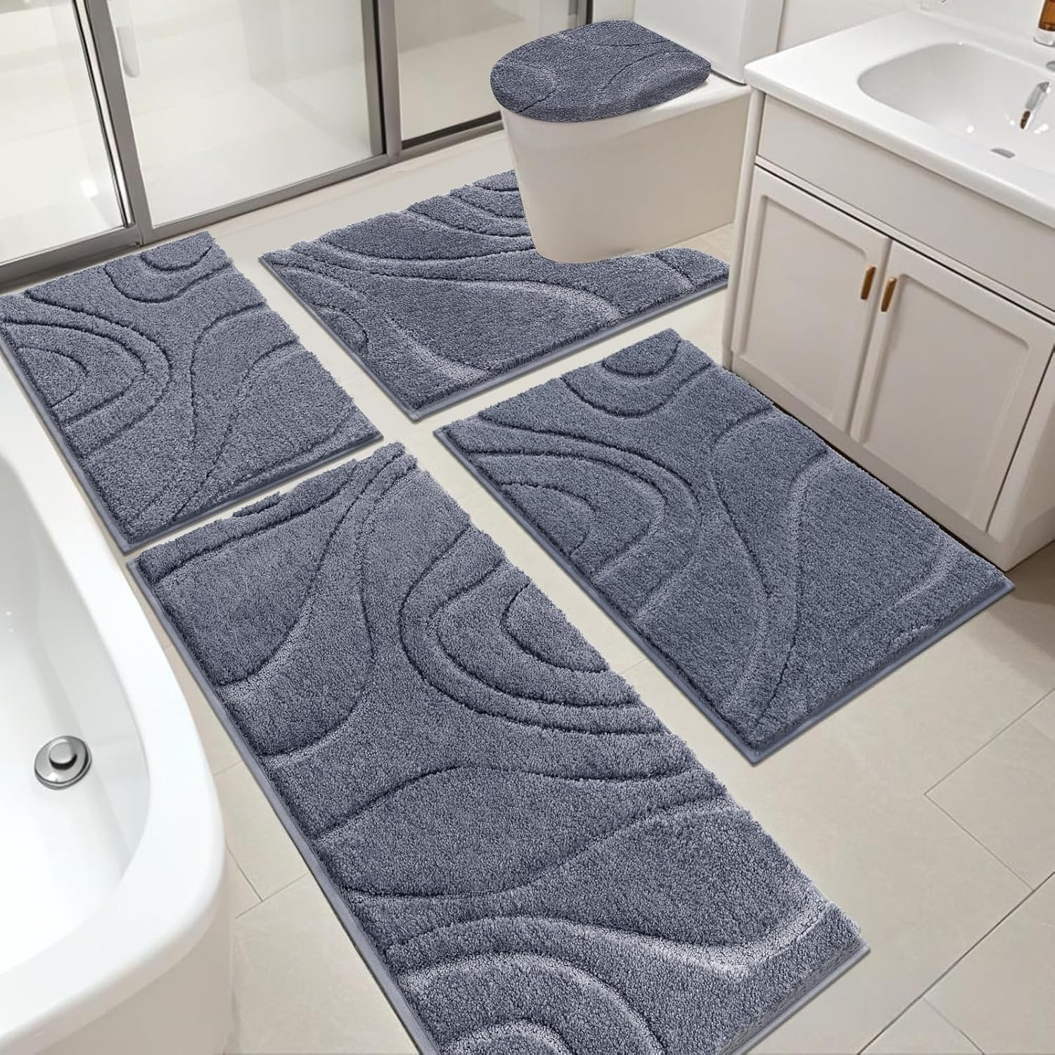 Soft Absorbent Microfiber Bathroom Rugs Set for Ultimate Comfort