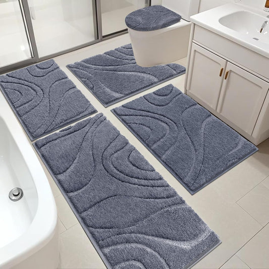 Soft Absorbent Microfiber Bathroom Rugs Set for Ultimate Comfort