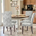 COLAMY Upholstered Parsons Dining Chairs Set of 4 - Grey/White Flower