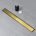 SaniteModar Linear Shower Drain 28 in Brushed Gold - Durable X Design