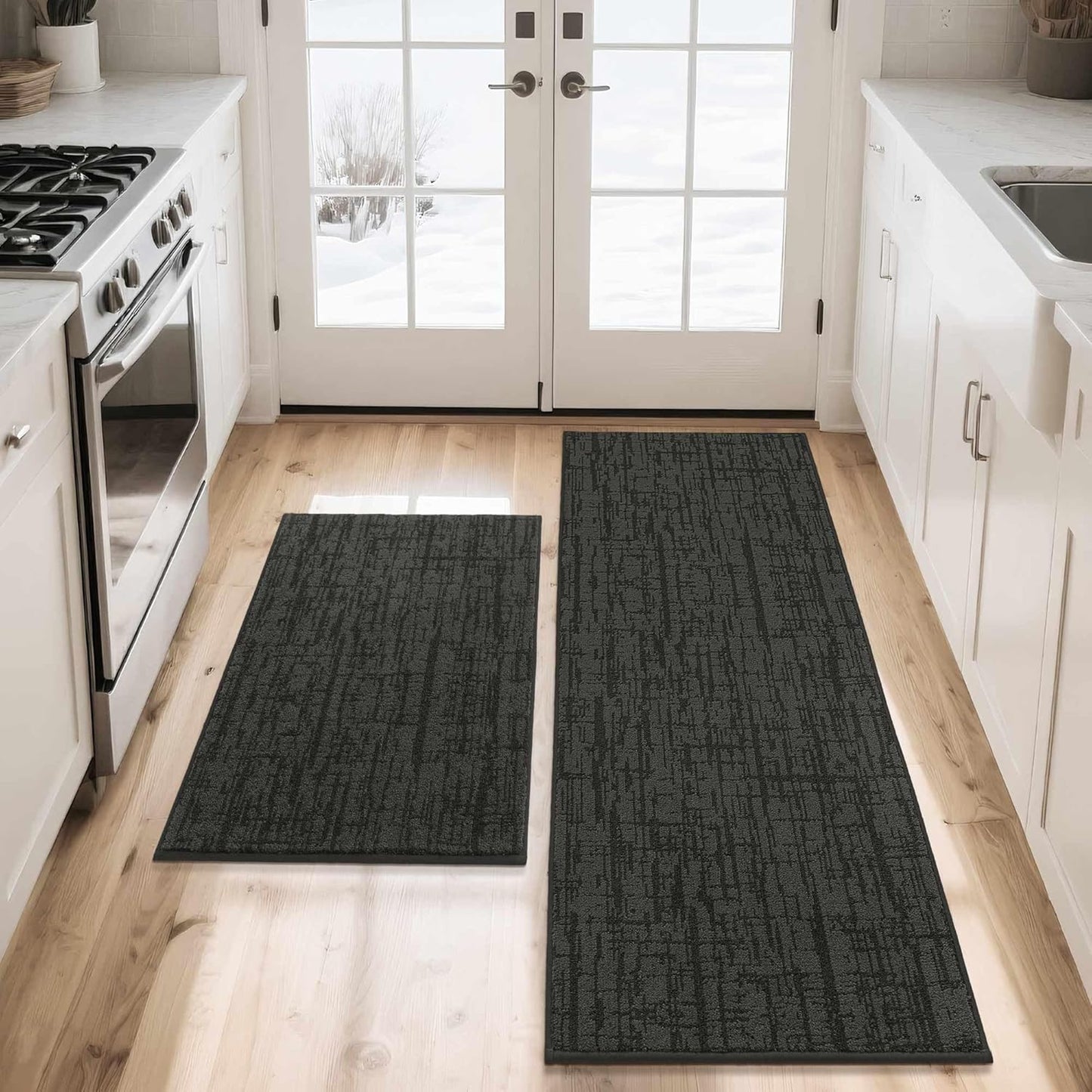 COSY HOMEER Non Slip Kitchen Rugs Set of 2 for Floor Safety