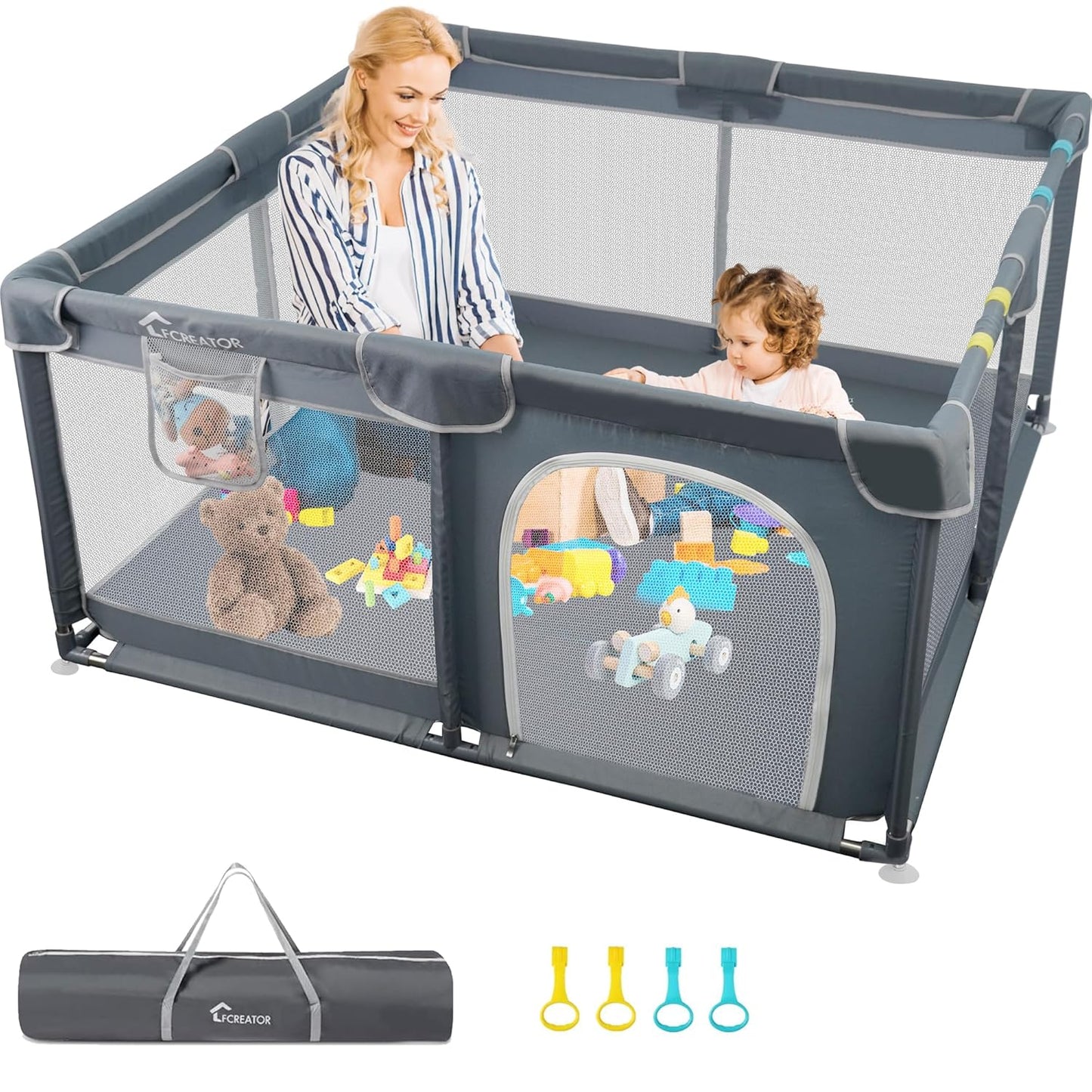Portable Baby Playpen, Indoor & Outdoor Use, Breathable Mesh, Easy Assembly