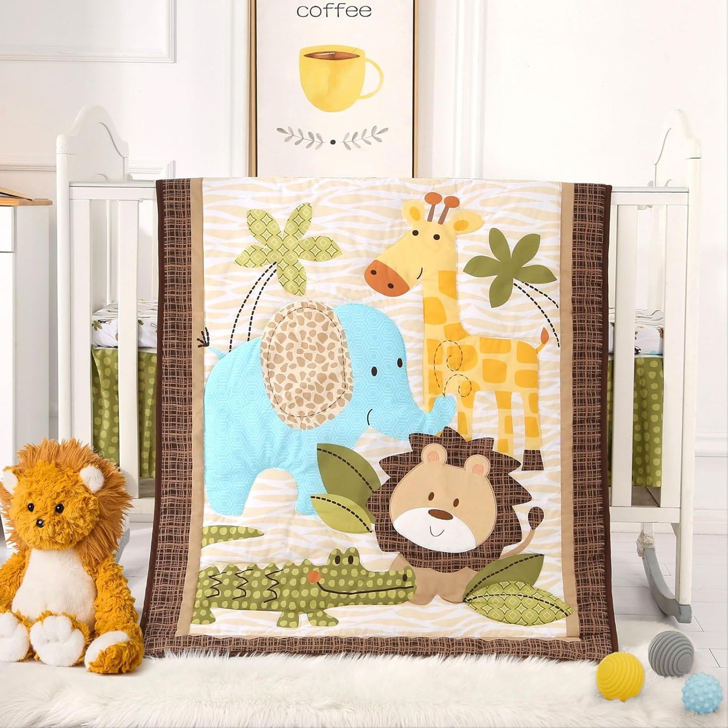 Wowelife Safari Crib Bedding Set for Boys - 3-Piece Comforter