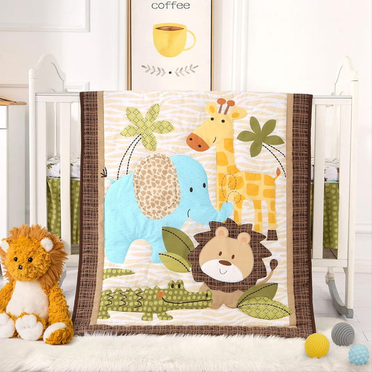 Wowelife Safari Crib Bedding Set for Boys - 3-Piece Comforter