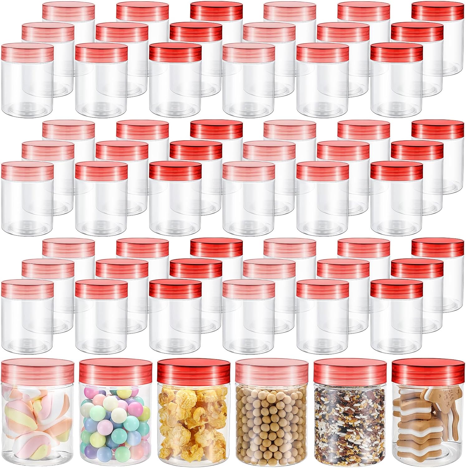 60 Pcs 8 oz Plastic Jars with Lids for Travel Storage Needs