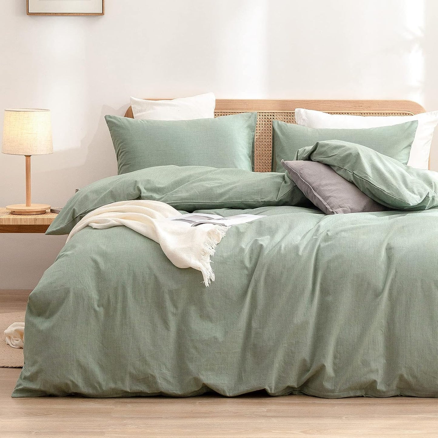 BESTOUCH Duvet Cover Set 100% Washed Cotton for Chic Comfort