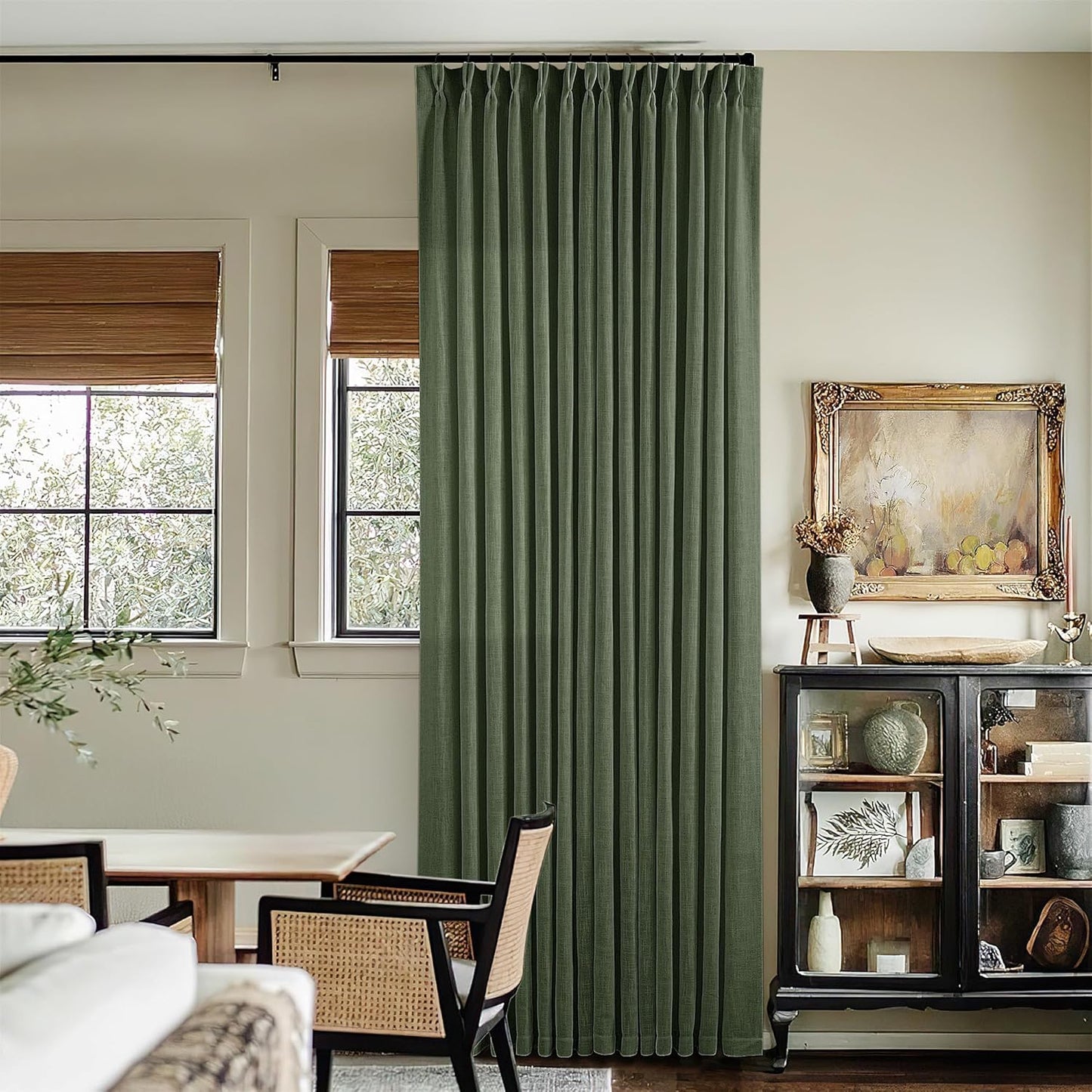 108 Inch Linen Pleated Curtains Set for Living Room Bedroom