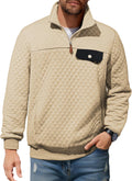 Men's Quilted Sweatshirt Stand Collar Quarter-Zip - Warm Fall Layer