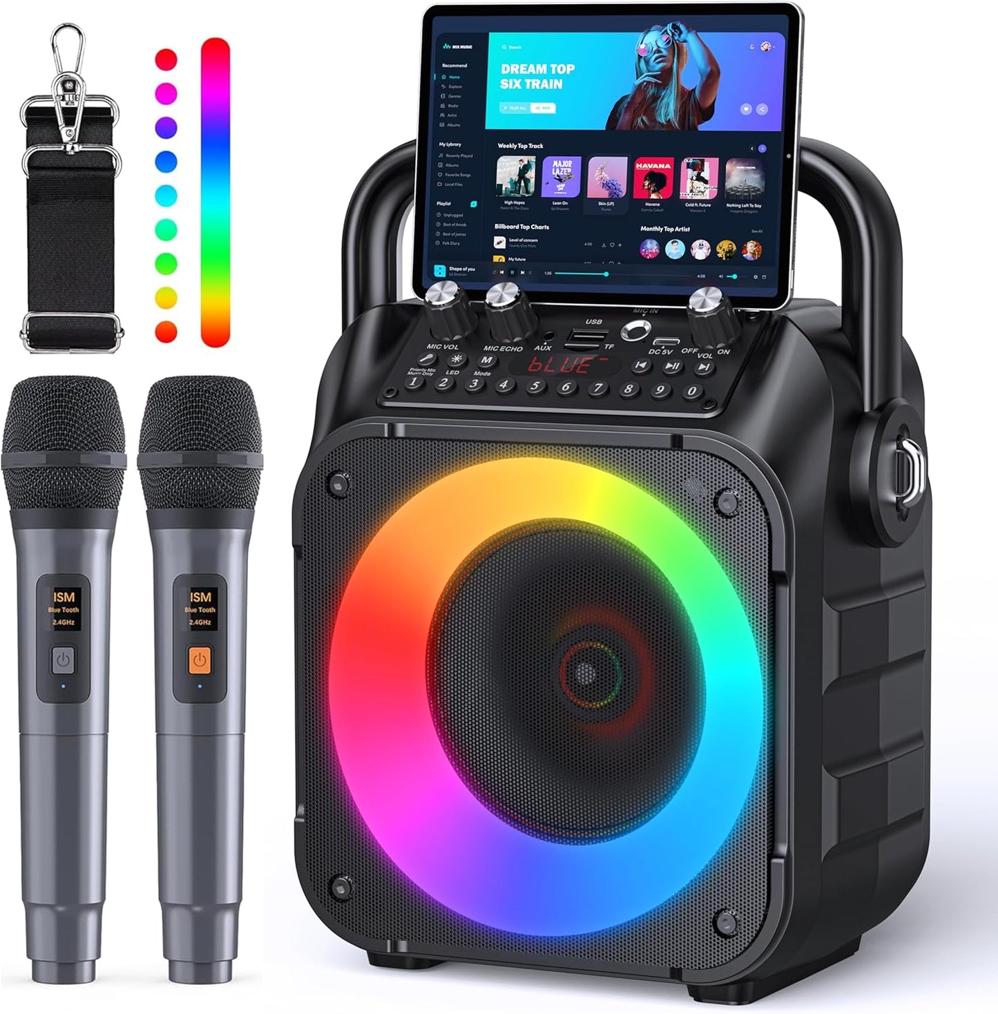 Portable Karaoke Machine with Wireless Microphones for Fun Parties
