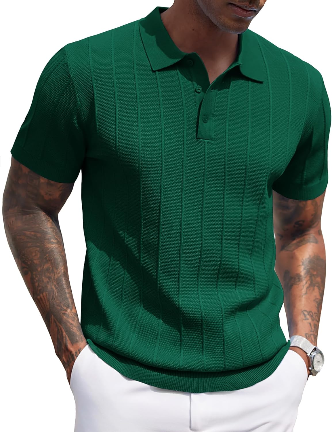 Stylish COOFANDY Mens Knit Polo Shirts for Casual Golf Wear