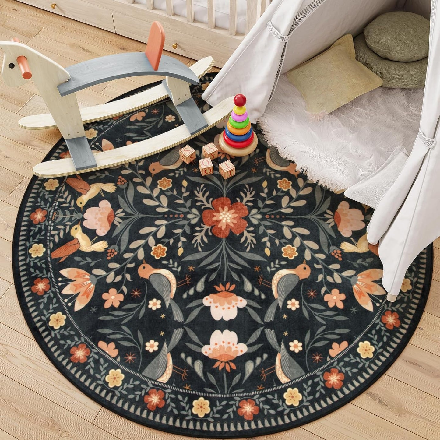 Moynesa Washable Round Rug 6ft for Living Room and Dining Room