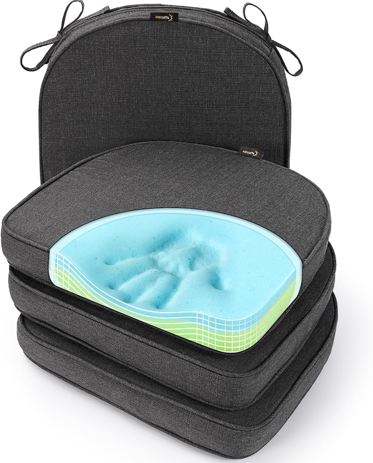 SUNROX Gel Memory Foam Chair Cushions for Indoor and Outdoor Use