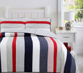 Cozy Line 100% Cotton Sailor Navy Star Striped Quilt Set - Lightweight
