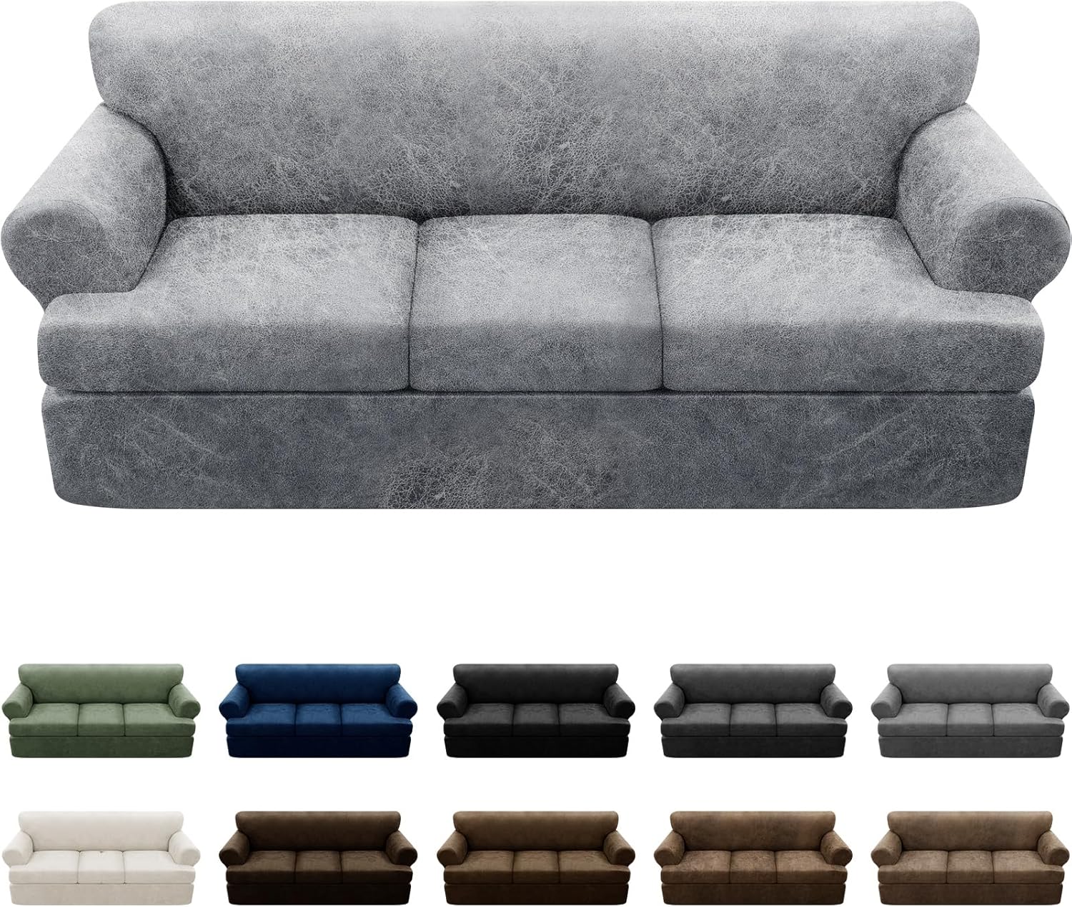 4-Piece T Cushion Sofa Slipcover - Stylish Leather Look Cover